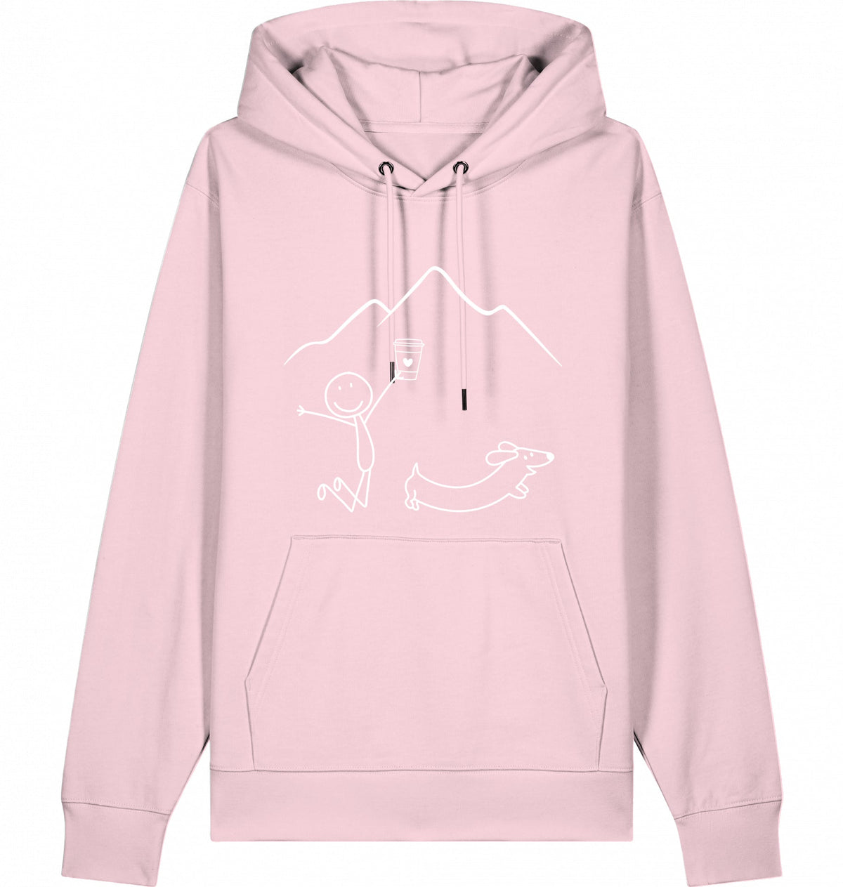 DOGS. COFFEE. RUNNING Hoodie Cotton Pink – Produktansicht