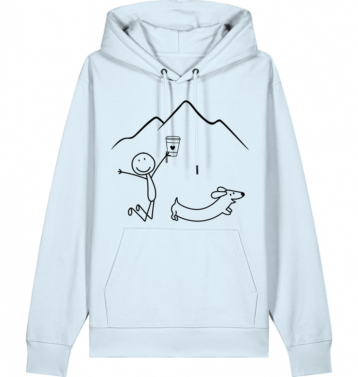 DOGS. COFFEE. RUNNING Hoodie Blue Ice – Produktansicht