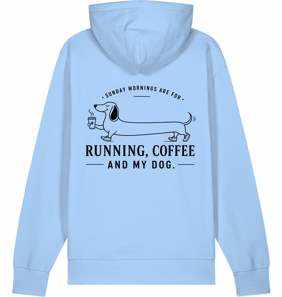 DOGS. COFFEE. RUNNING Hoodie Blue Soul – Produktansicht