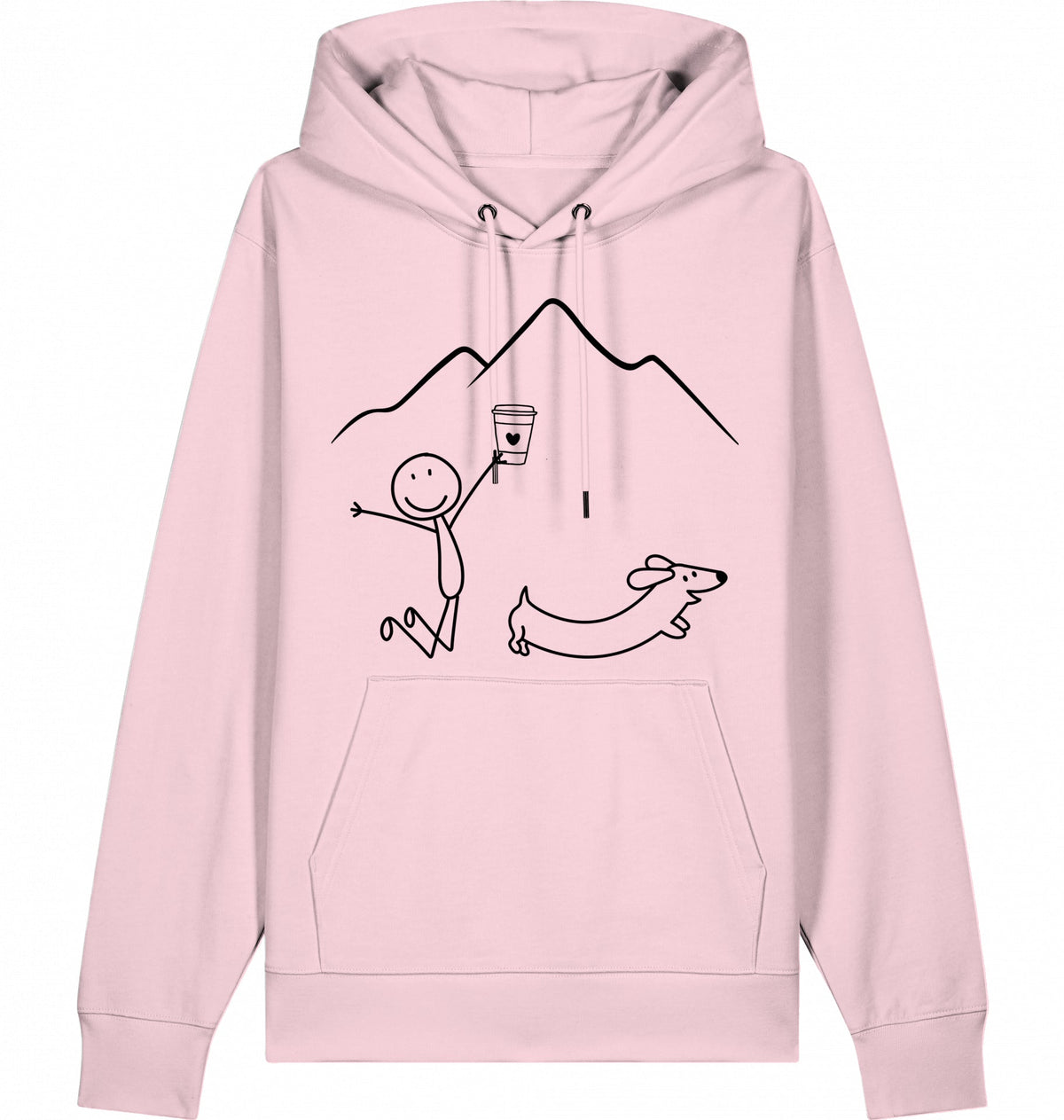 DOGS. COFFEE. RUNNING Hoodie Cotton Pink – Produktansicht