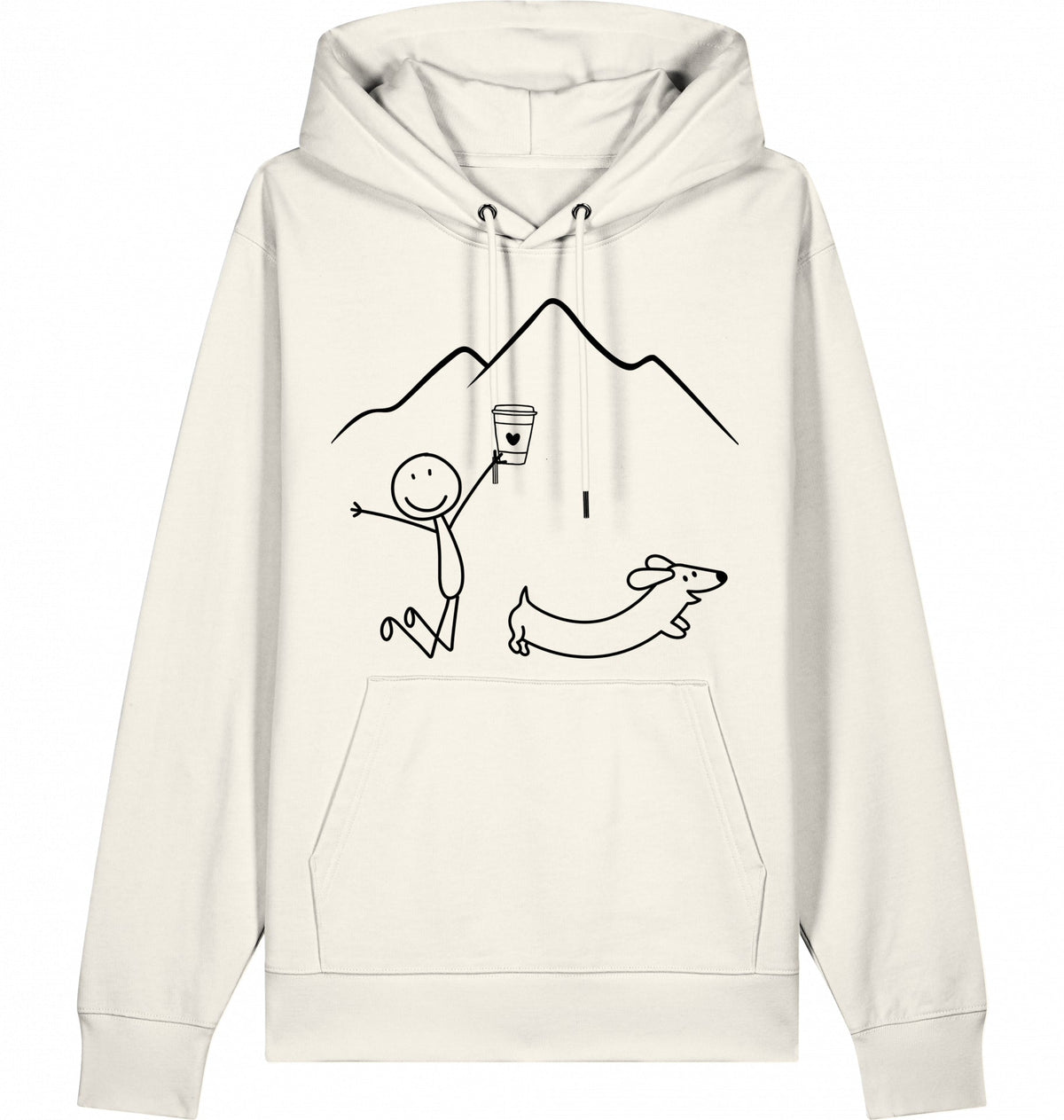 DOGS. COFFEE. RUNNING Hoodie Off White – Produktansicht