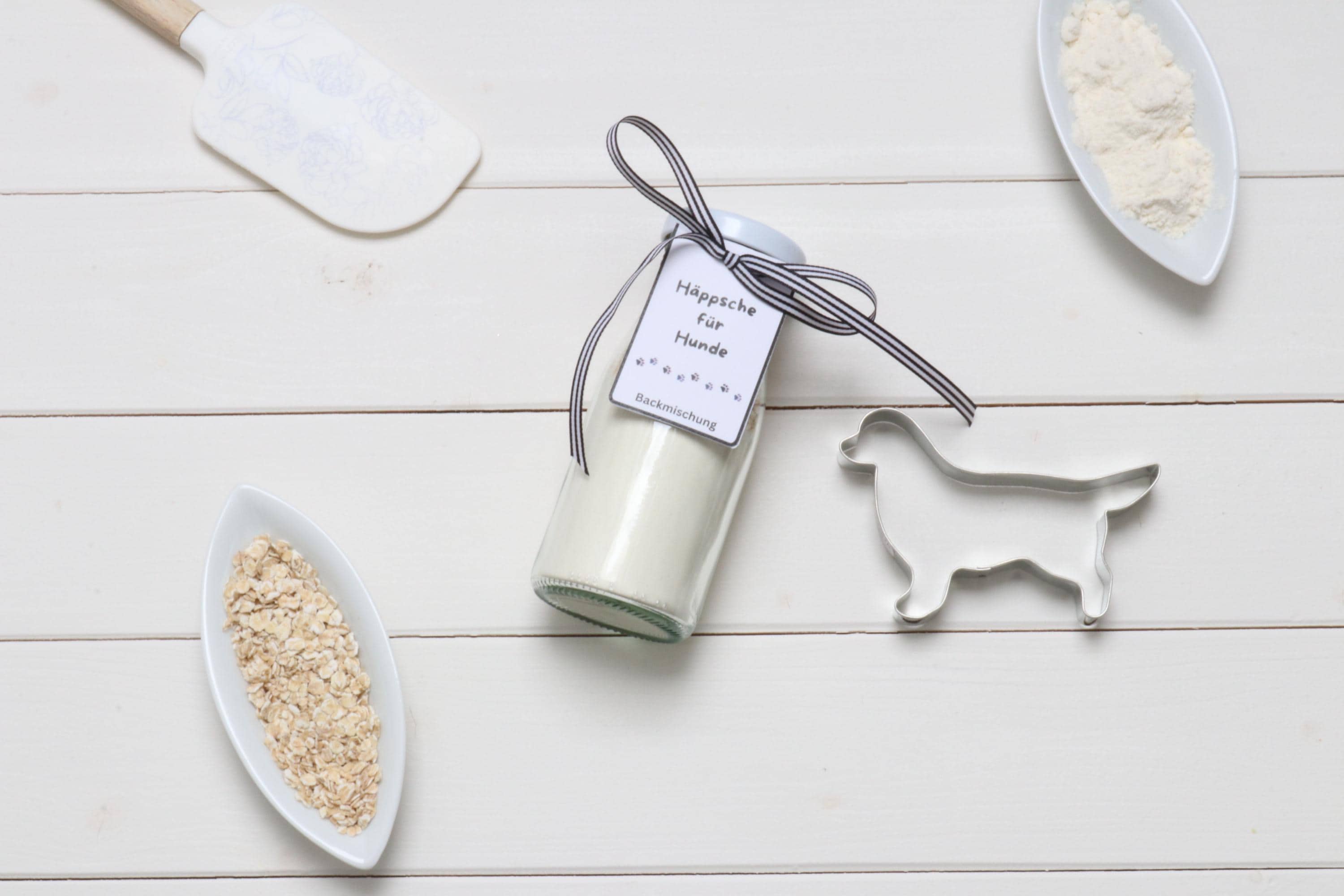 Hundekekse Backmischung mit Ausstechform als Golden Retriever, Tiernahrung, Hundeleckerlies,Backmischung im Glas, ideal als Geschenk,