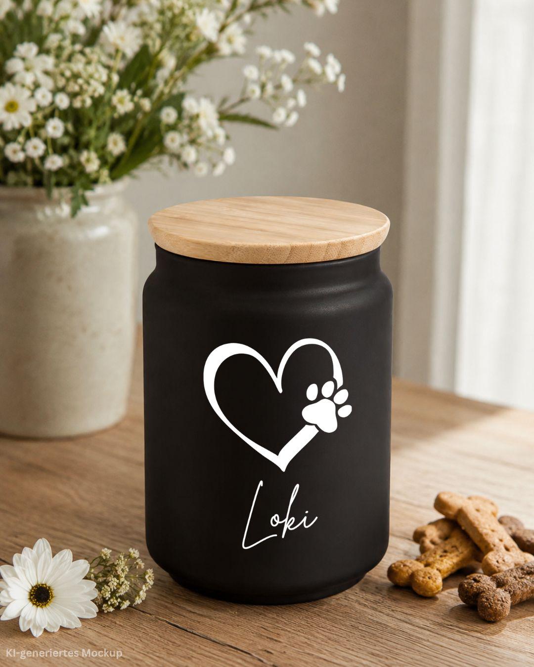 Leckerlidose, Vorratsglas mit Bambusdeckel, personalisiertes Geschenk für Hundebesitzer, Futterglas, Geschenke, Geschenkidee Hundeliebhaber