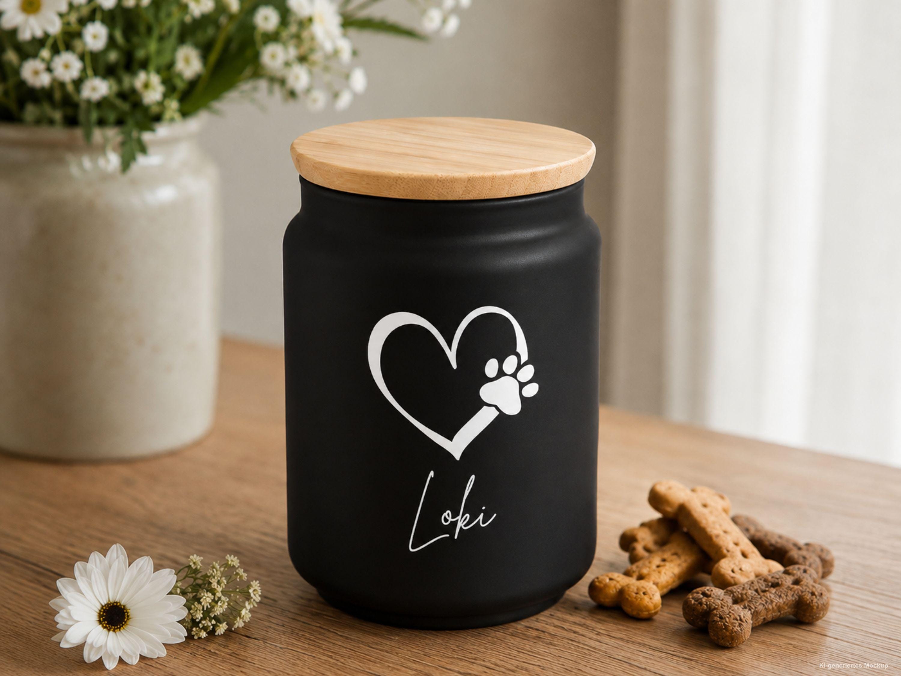 Leckerlidose, Vorratsglas mit Bambusdeckel, personalisiertes Geschenk für Hundebesitzer, Futterglas, Geschenke, Geschenkidee Hundeliebhaber