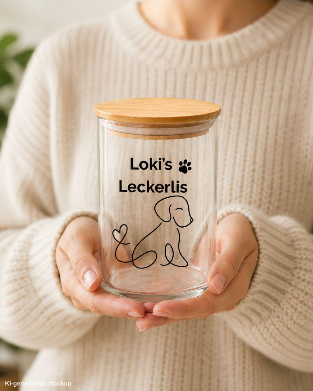 Leckerlidose, Vorratsglas mit Bambusdeckel, personalisiertes Geschenk für Hundebesitzer, Futterglas, Geschenke, Geschenkidee Hundeliebhaber