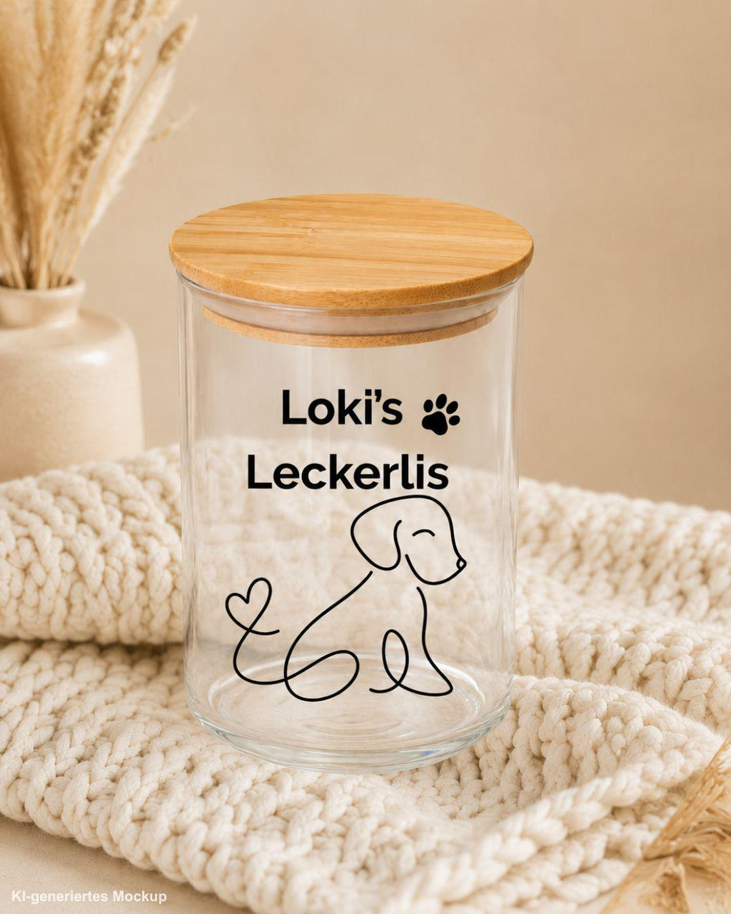 Leckerlidose, Vorratsglas mit Bambusdeckel, personalisiertes Geschenk für Hundebesitzer, Futterglas, Geschenke, Geschenkidee Hundeliebhaber