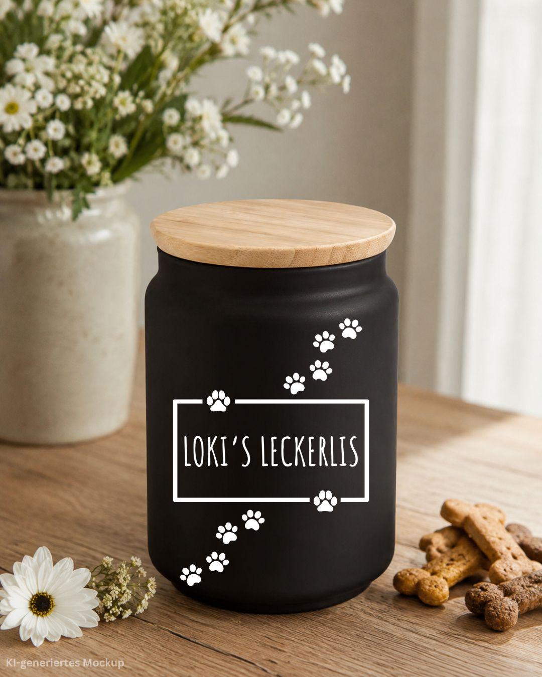 Leckerlidose, Vorratsglas mit Bambusdeckel, personalisiertes Geschenk für Hundebesitzer, Futterglas, Geschenke, Geschenkidee Hundeliebhaber
