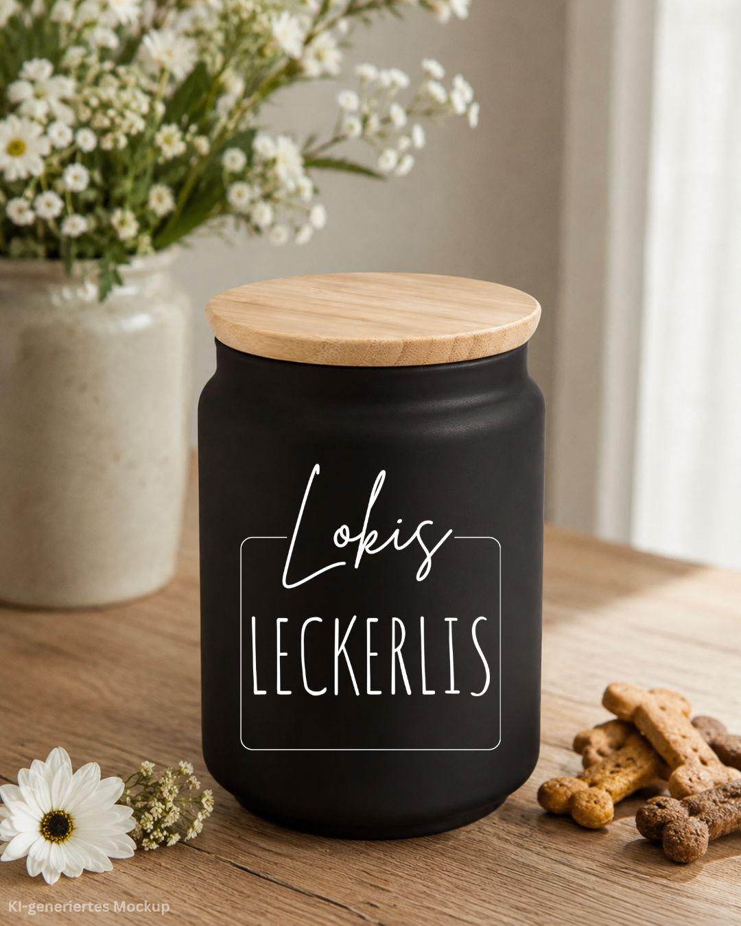 Leckerlidose, Vorratsglas mit Bambusdeckel, personalisiertes Geschenk für Hundebesitzer, Futterglas, Geschenke, Geschenkidee Hundeliebhaber