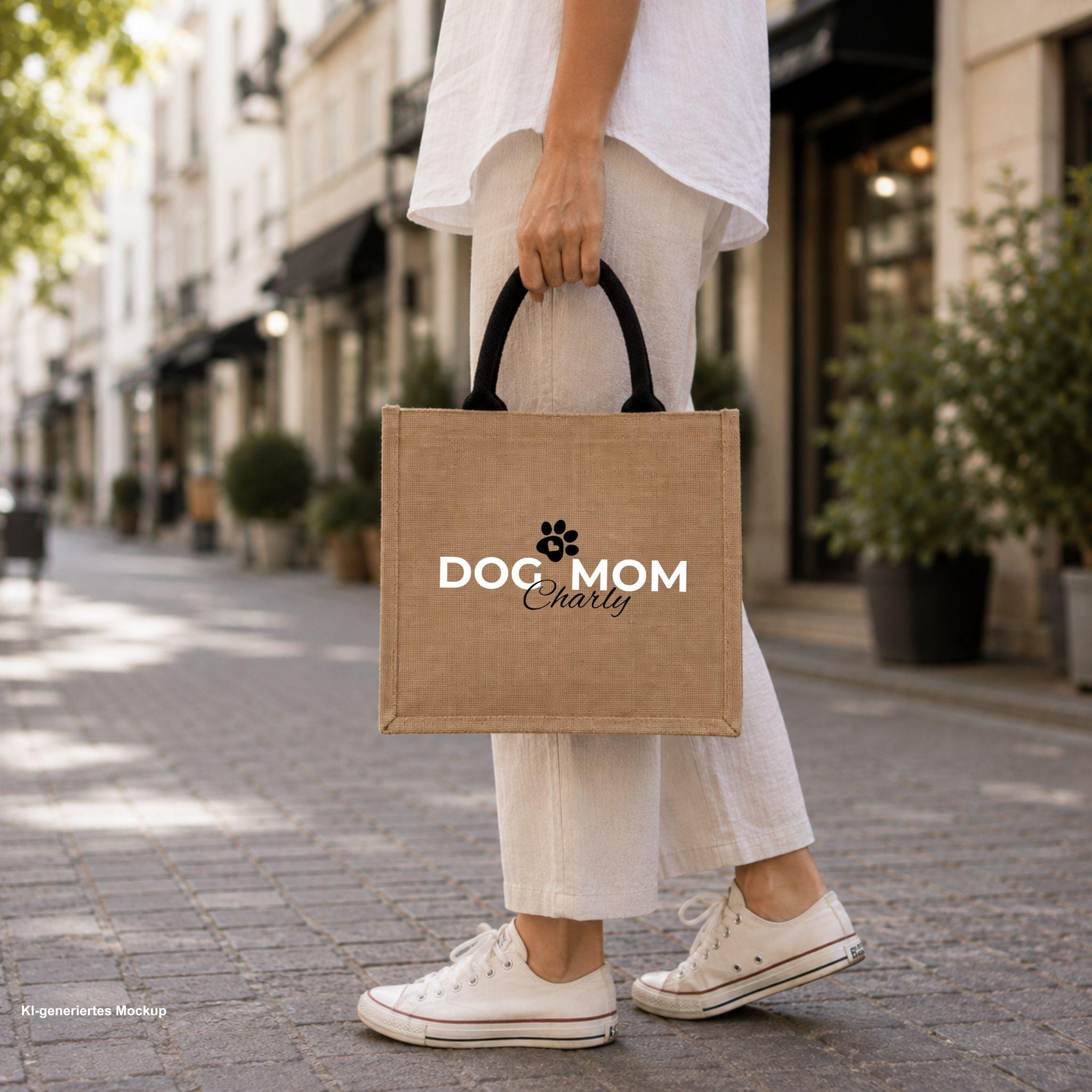 Personalisierte Jutetasche Hund | Hundetasche 30x30cm | Tasche für Hundebesitzer | Hundemama Geschenk | Hundepapa Geschenk | Tragetasche