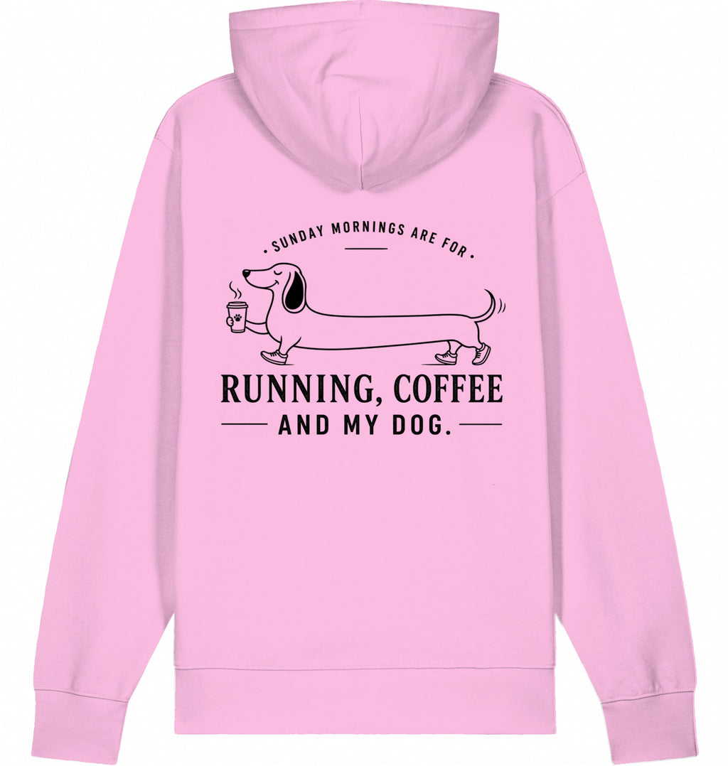 DOGS. COFFEE. RUNNING Hoodie Lilac Dream – Produktansicht
