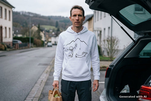 DOGS. COFFEE. RUNNING Hoodie White – Vorderseite