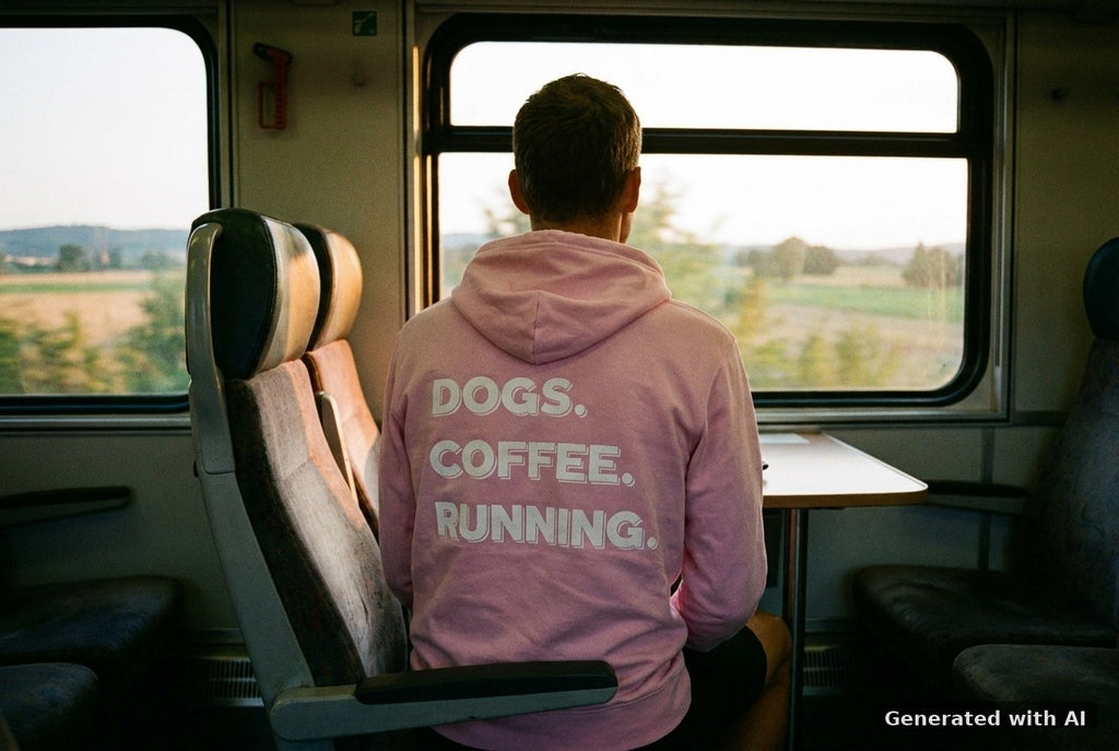 DOGS. COFFEE. RUNNING Hoodie Lilac Dream – Rückseite