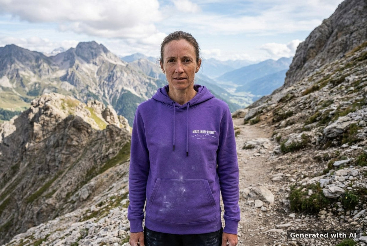 DOGS. COFFEE. RUNNING Hoodie Purple Love – Vorderseite