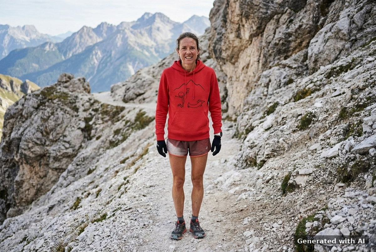 DOGS. COFFEE. RUNNING Hoodie Red – Vorderseite