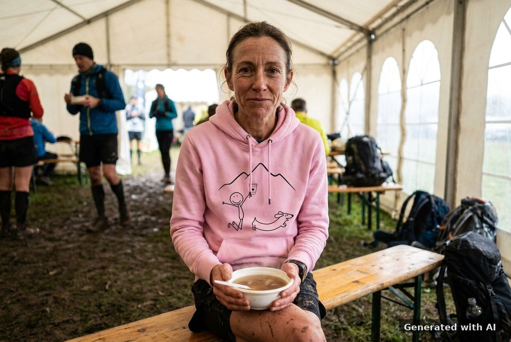 DOGS. COFFEE. RUNNING Hoodie Bubble Pink – Vorderseite