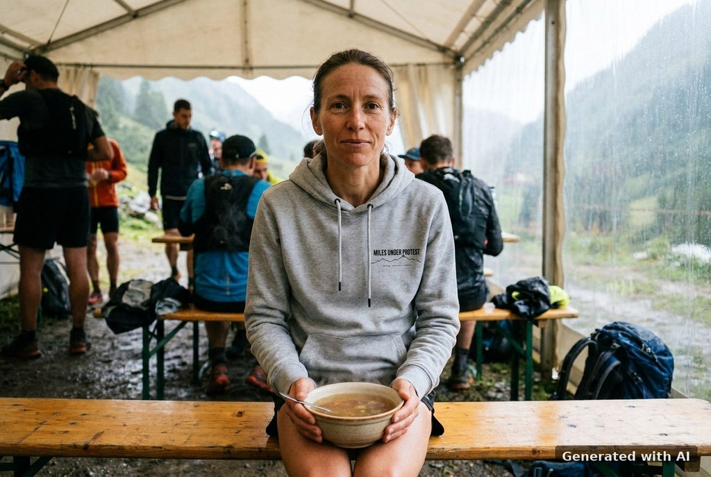 DOGS. COFFEE. RUNNING Hoodie Mid Heather Grey – Vorderseite