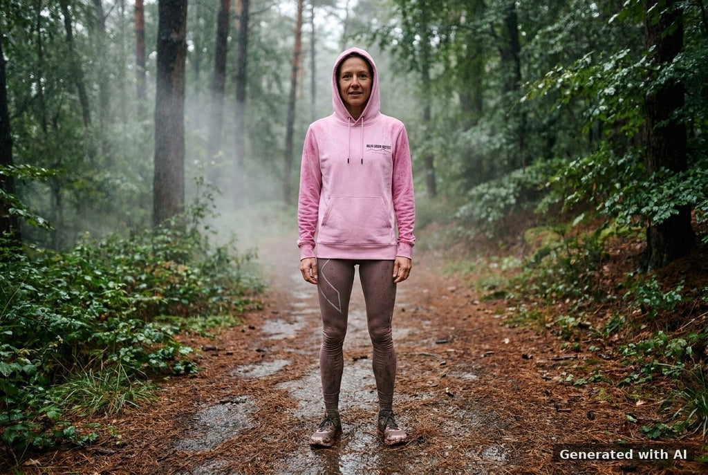 DOGS. COFFEE. RUNNING Hoodie Bubble Pink – Vorderseite