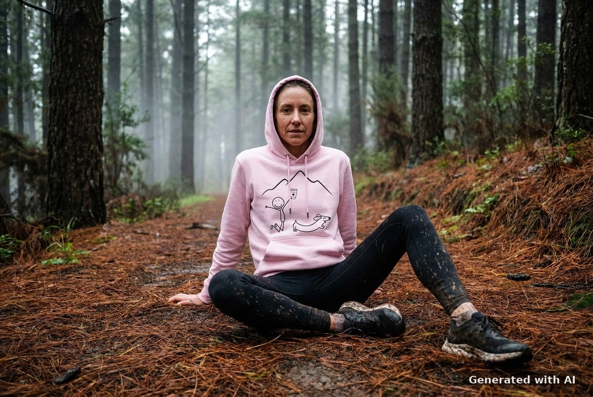 DOGS. COFFEE. RUNNING Hoodie Cotton Pink – Vorderseite