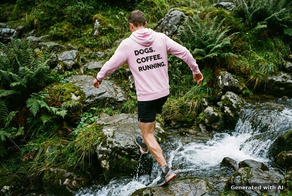 DOGS. COFFEE. RUNNING Hoodie Lilac Dream – Rückseite
