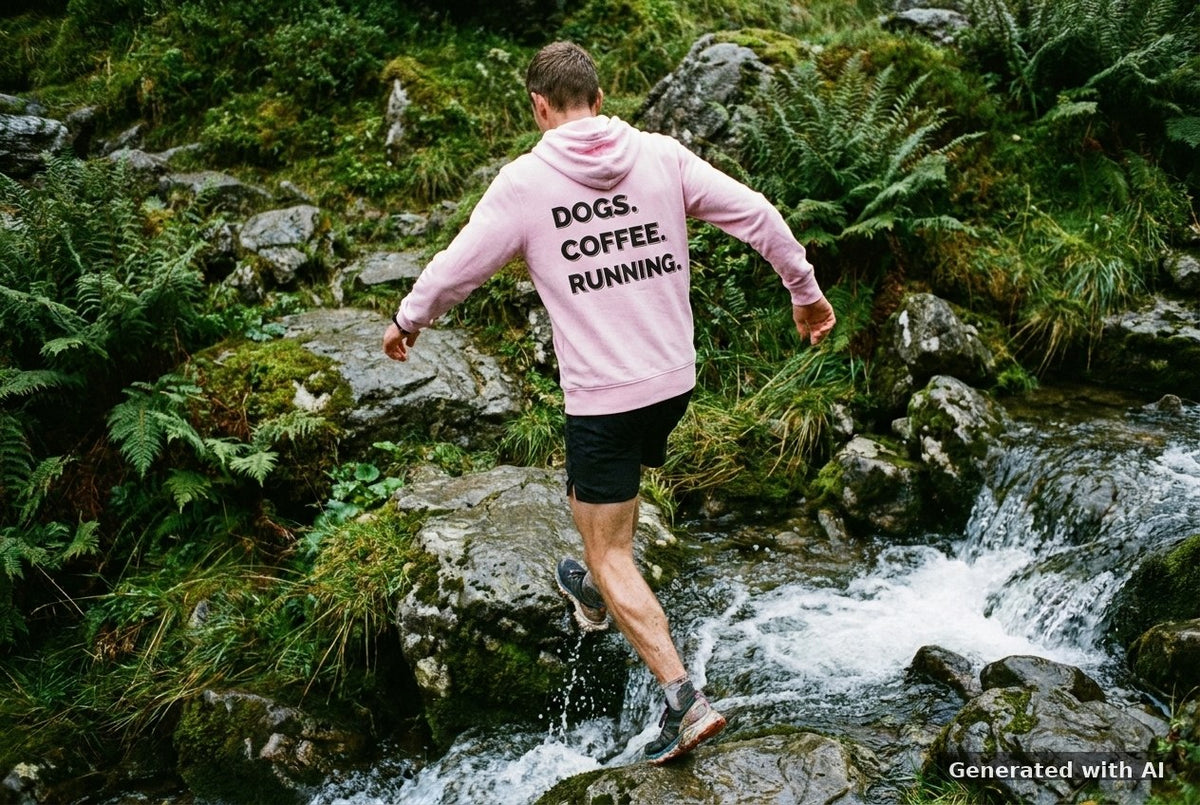 DOGS. COFFEE. RUNNING Hoodie Lilac Dream – Rückseite