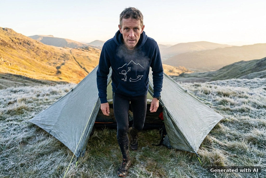 DOGS. COFFEE. RUNNING Hoodie French Navy – Vorderseite