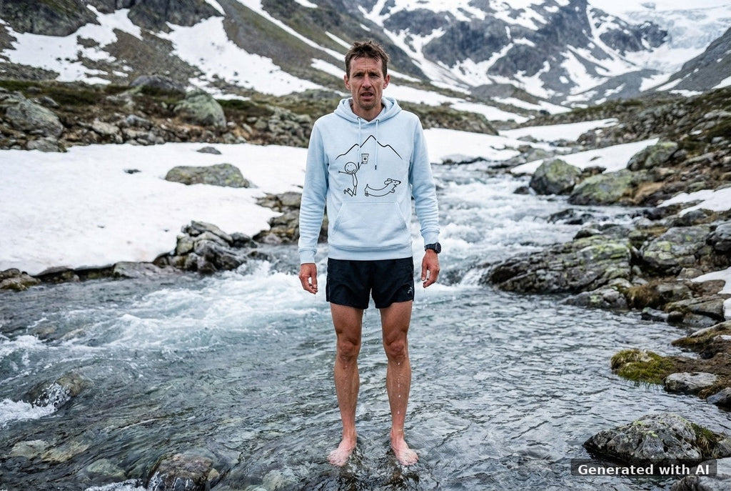 DOGS. COFFEE. RUNNING Hoodie Blue Ice – Vorderseite